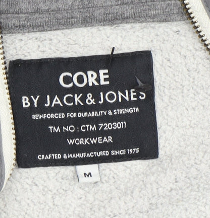 Mens UK Size M JACK & JONES Grey Full Zip Hoodie
