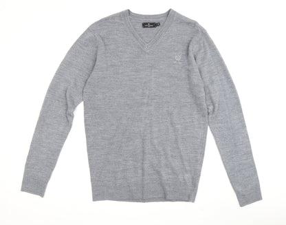Jeff Banks Men's Grey V-Neck Knit Pullover Jumper S