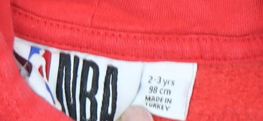 NBA Boys Red Pullover Hoodie 2-3 Years Graphic Print