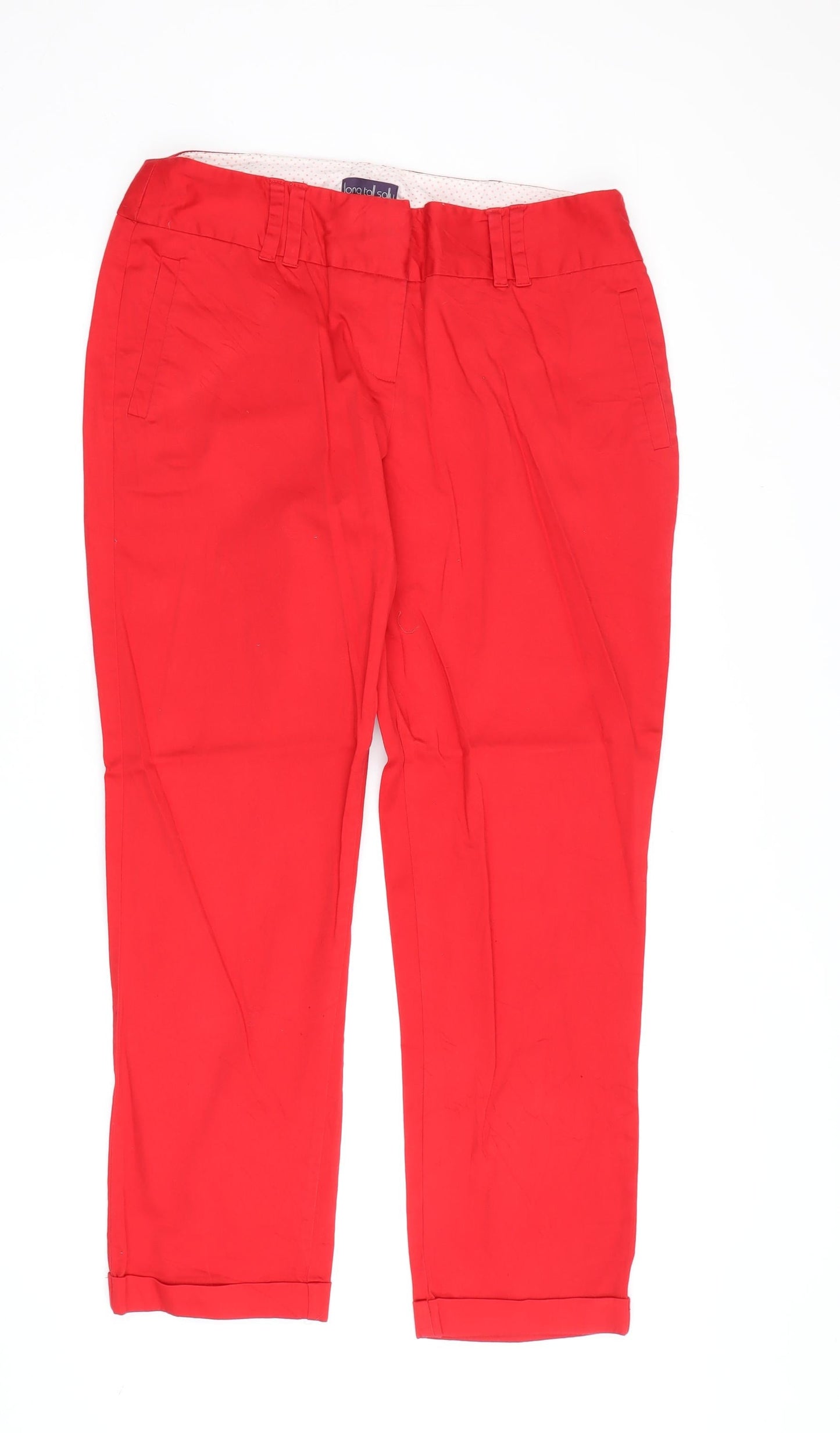 Womens UK Size 7 Long Tall Sally Regular Fit Cropped Red Trousers