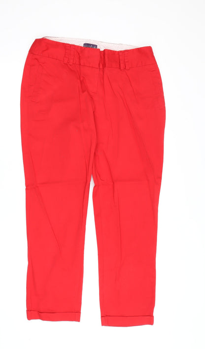 Womens UK Size 7 Long Tall Sally Regular Fit Cropped Red Trousers