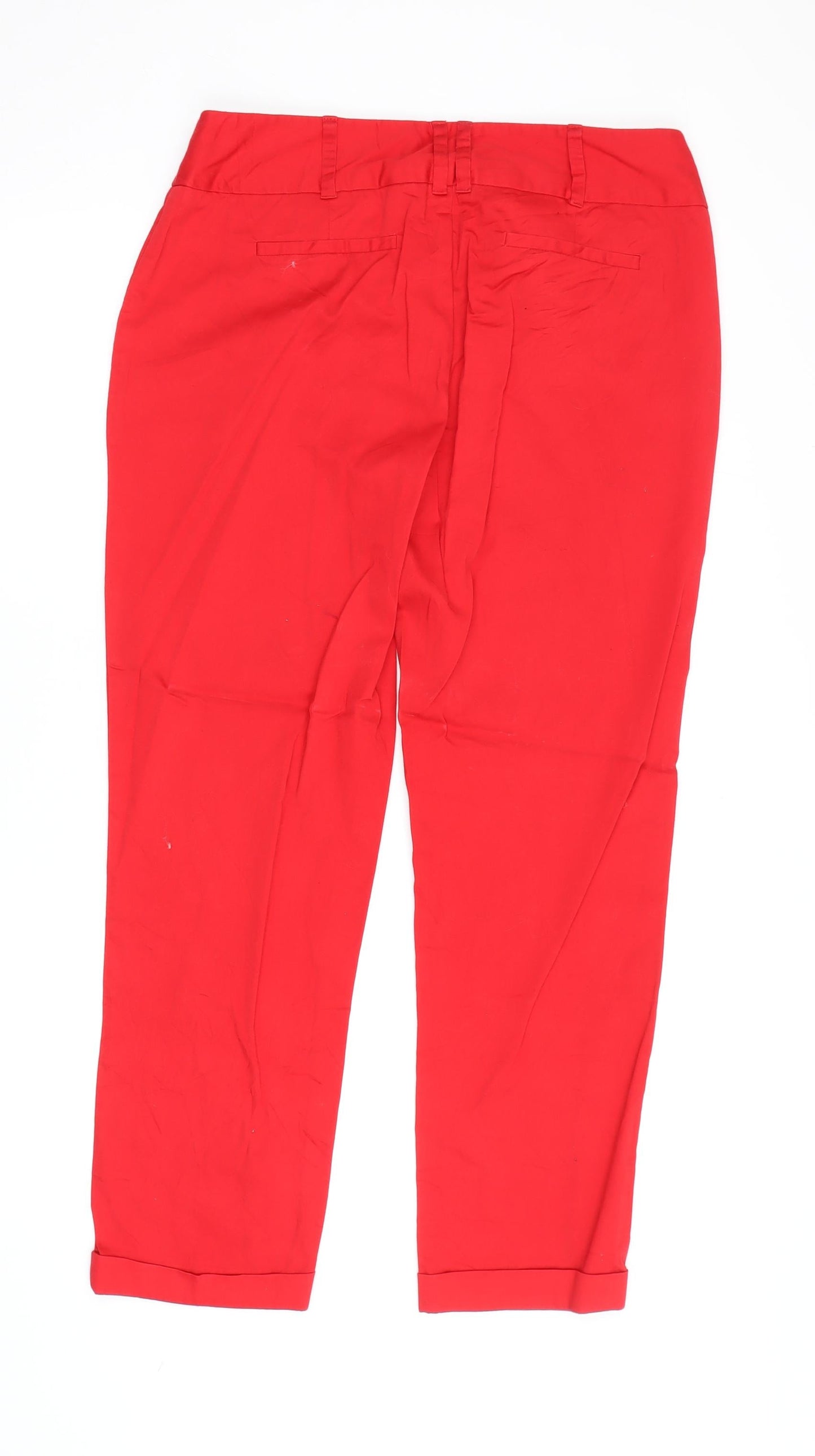 Womens UK Size 7 Long Tall Sally Regular Fit Cropped Red Trousers