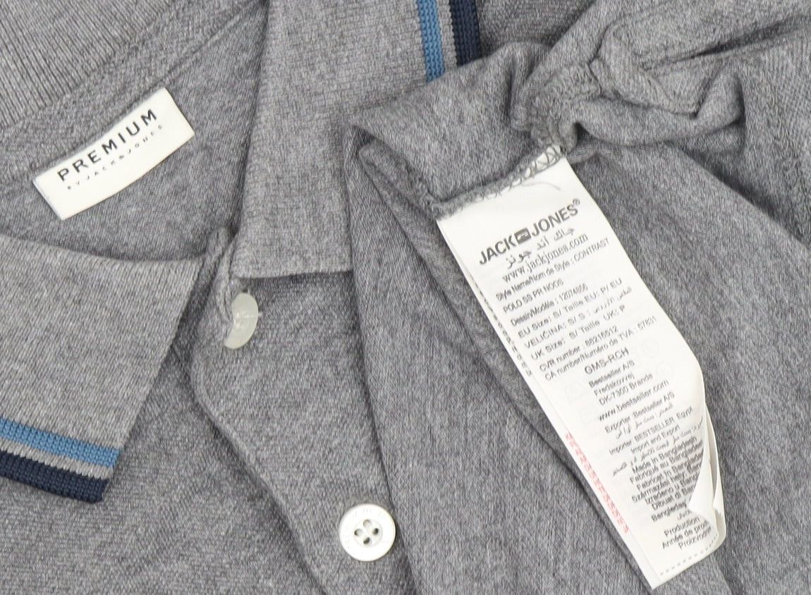 Jack & Jones Men's Grey Polo Shirt Size L