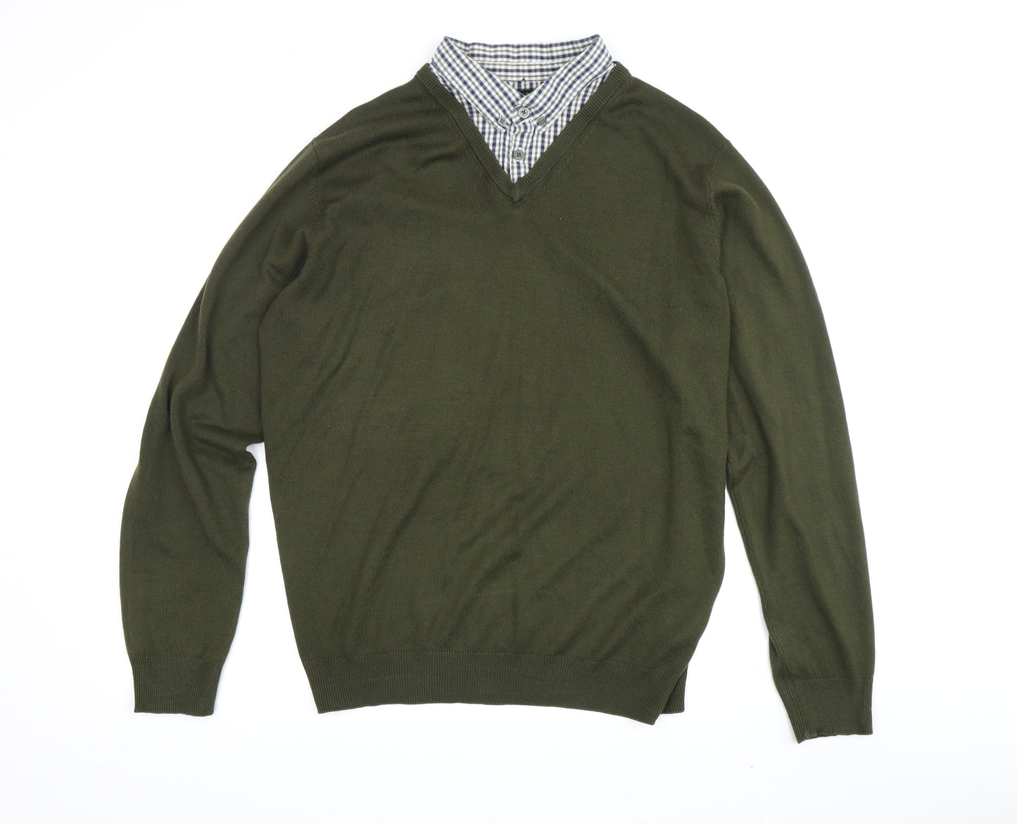 James Pringle Men's Green V-Neck Jumper L