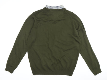 James Pringle Men's Green V-Neck Jumper L