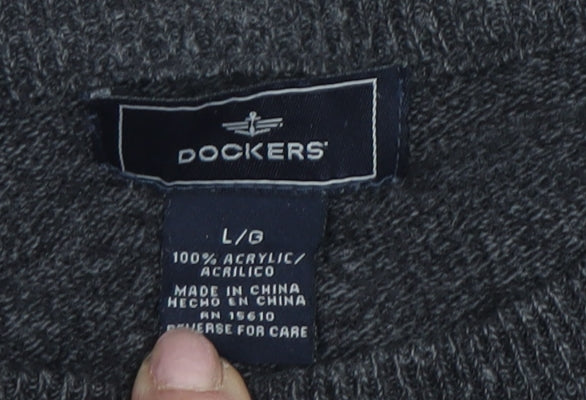 Dockers Men's Grey Cable-Knit Pullover Jumper, Size L