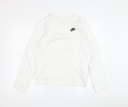 Nike Unisex White Logo Pullover Sweatshirt L