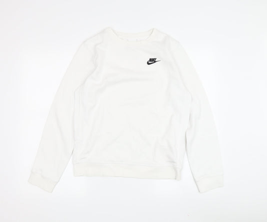 Nike Unisex White Logo Pullover Sweatshirt L