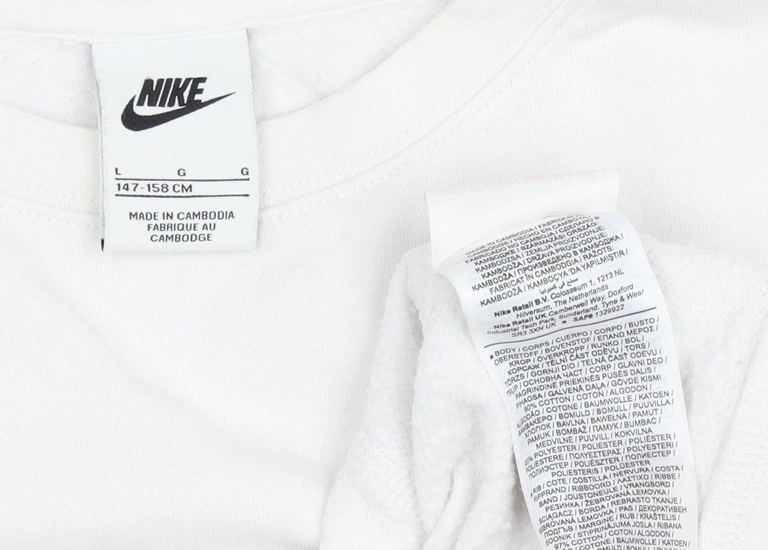 Nike Unisex White Logo Pullover Sweatshirt L