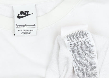 Nike Unisex White Logo Pullover Sweatshirt L