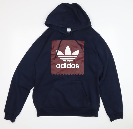 Adidas Men's Blue Pullover Hoodie S with Logo Graphic