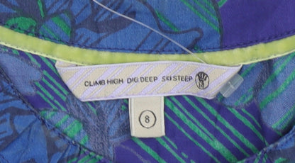 Climb High Women's Blue Green Floral Tank Top, Size 8