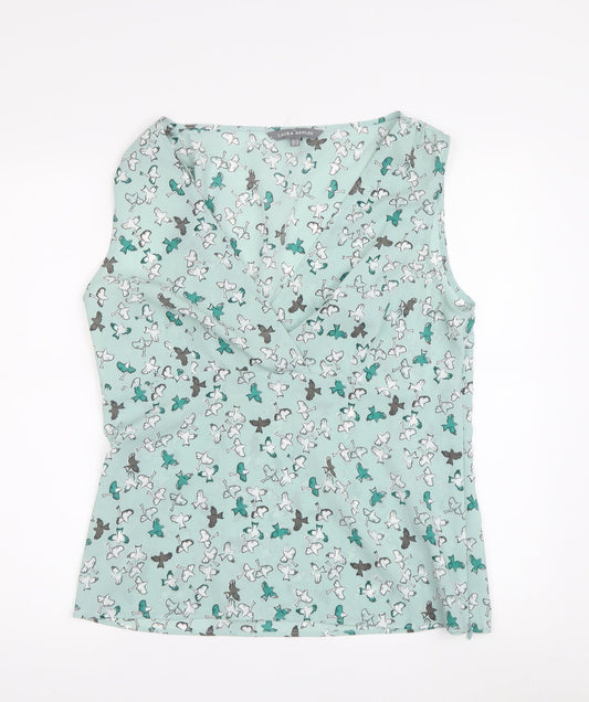 Laura Ashley Women's Multicoloured Bird Print Wrap Blouse, Size 14