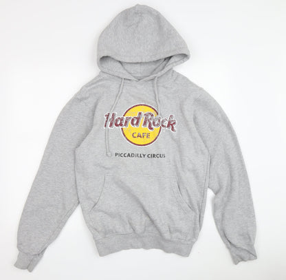 Hard Rock Unisex Grey Hoodie M Pullover Music Logo