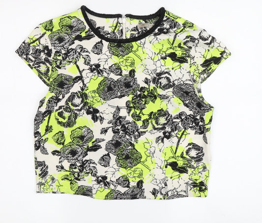 Guess Women's Multicoloured Floral Cropped Blouse M