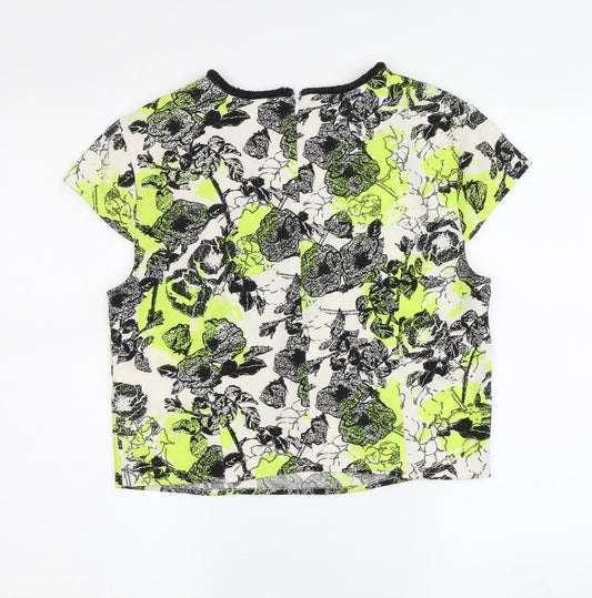 Guess Women's Multicoloured Floral Cropped Blouse M