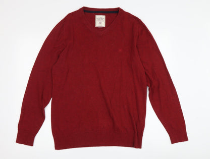 Fat Face Men's Red V-Neck Pullover Jumper S