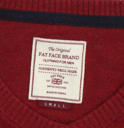 Fat Face Men's Red V-Neck Pullover Jumper S