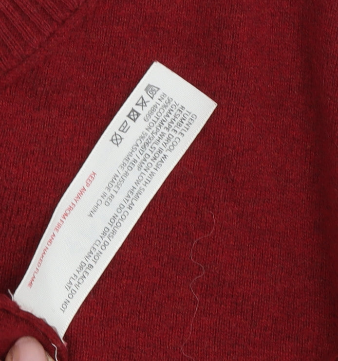 Fat Face Men's Red V-Neck Pullover Jumper S