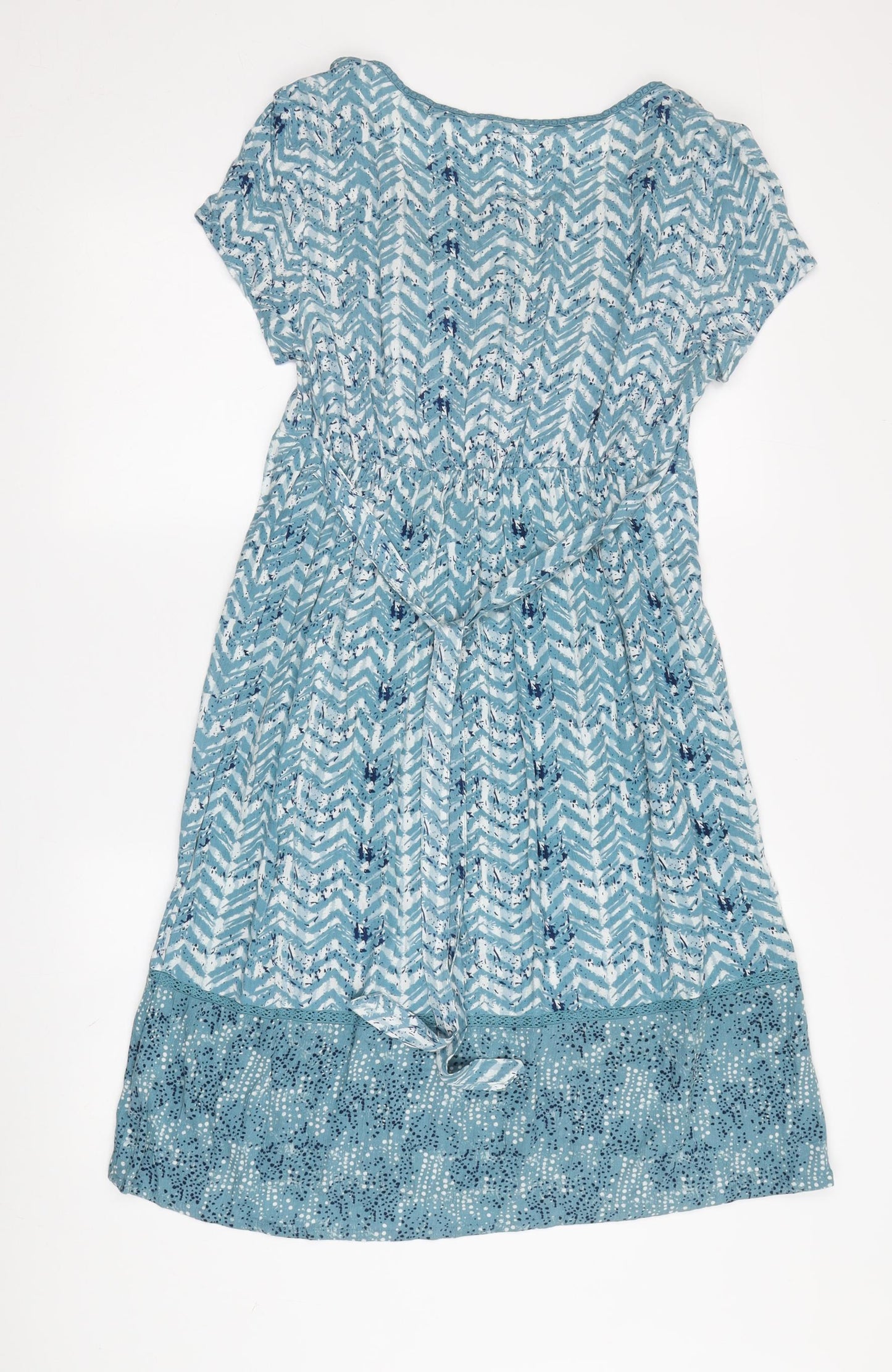 Mandarin Women's Blue Chevron Shift Dress Size 8