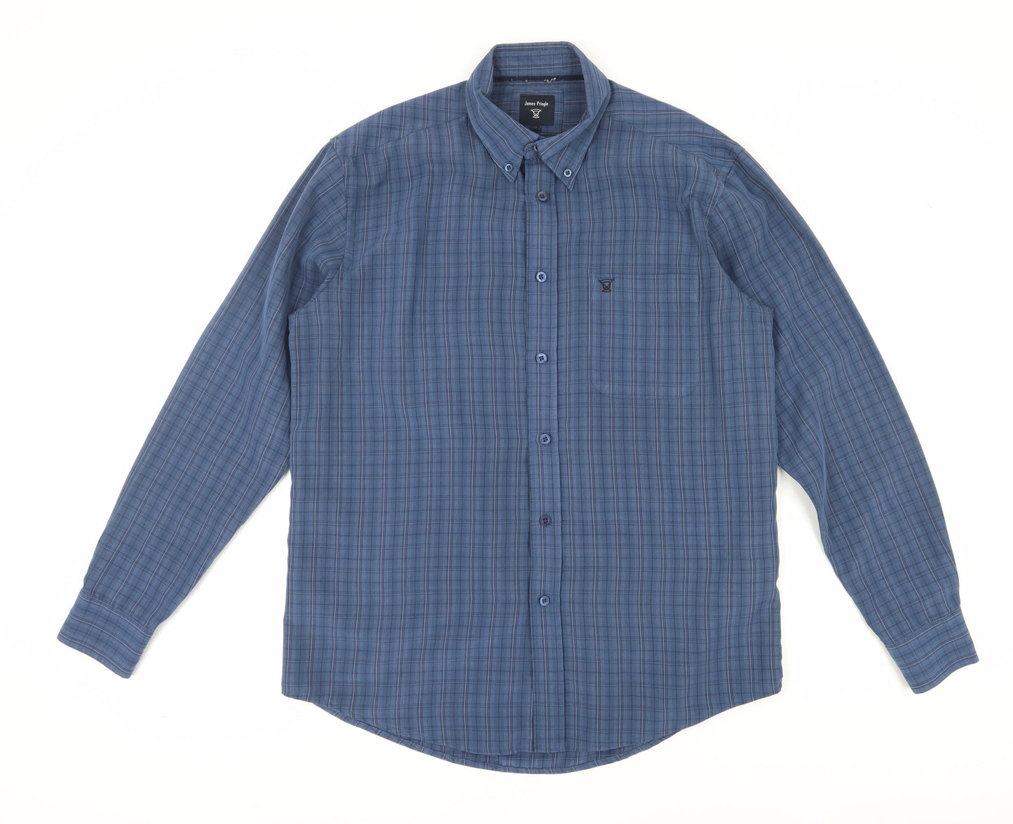James Pringle Men's Blue Check Shirt Medium