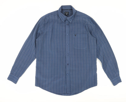 James Pringle Men's Blue Check Shirt Medium