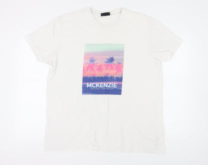McKenzie Men's White Graphic Beach 2XL T-Shirt