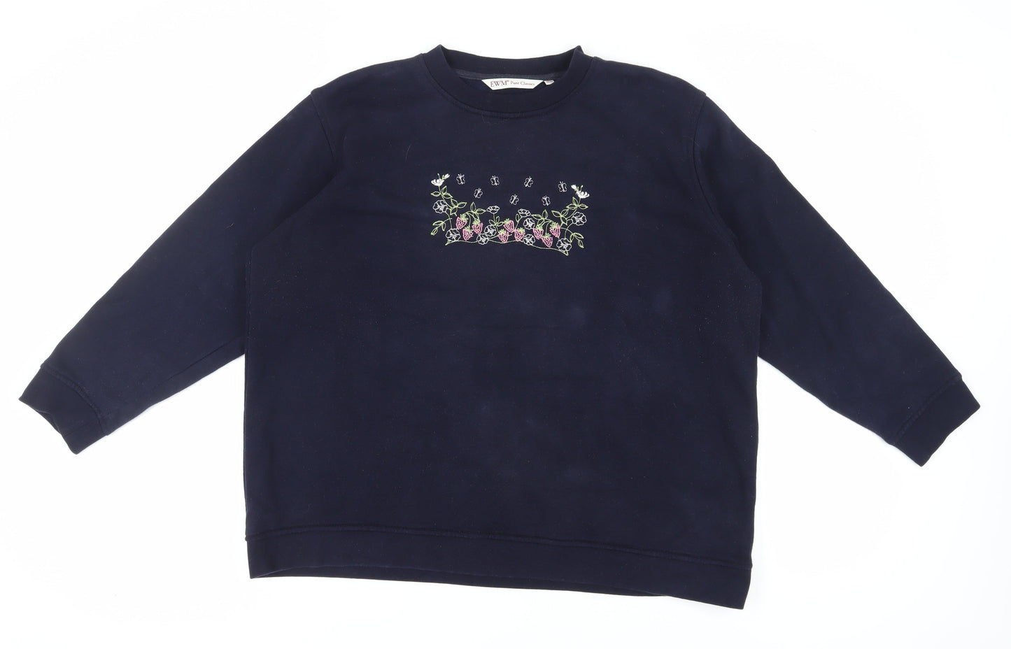EWM Pure Classics Women's Blue Embroidered Pullover Sweatshirt XL