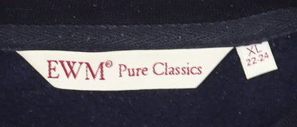 EWM Pure Classics Women's Blue Embroidered Pullover Sweatshirt XL
