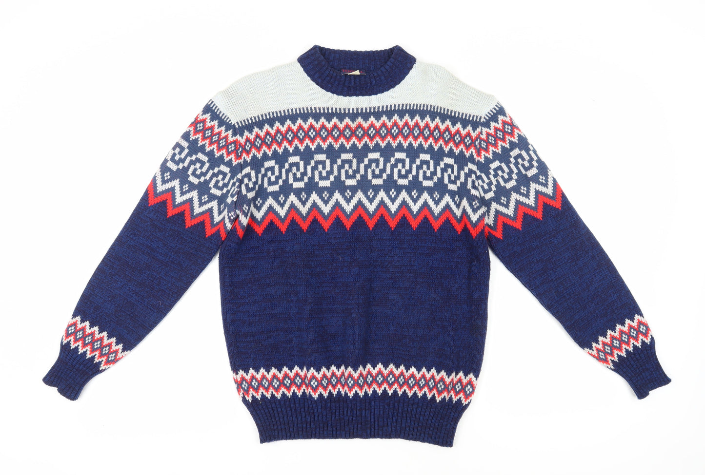 Tootal Mens Blue Geometric Knit Pullover Jumper L