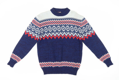 Tootal Mens Blue Geometric Knit Pullover Jumper L