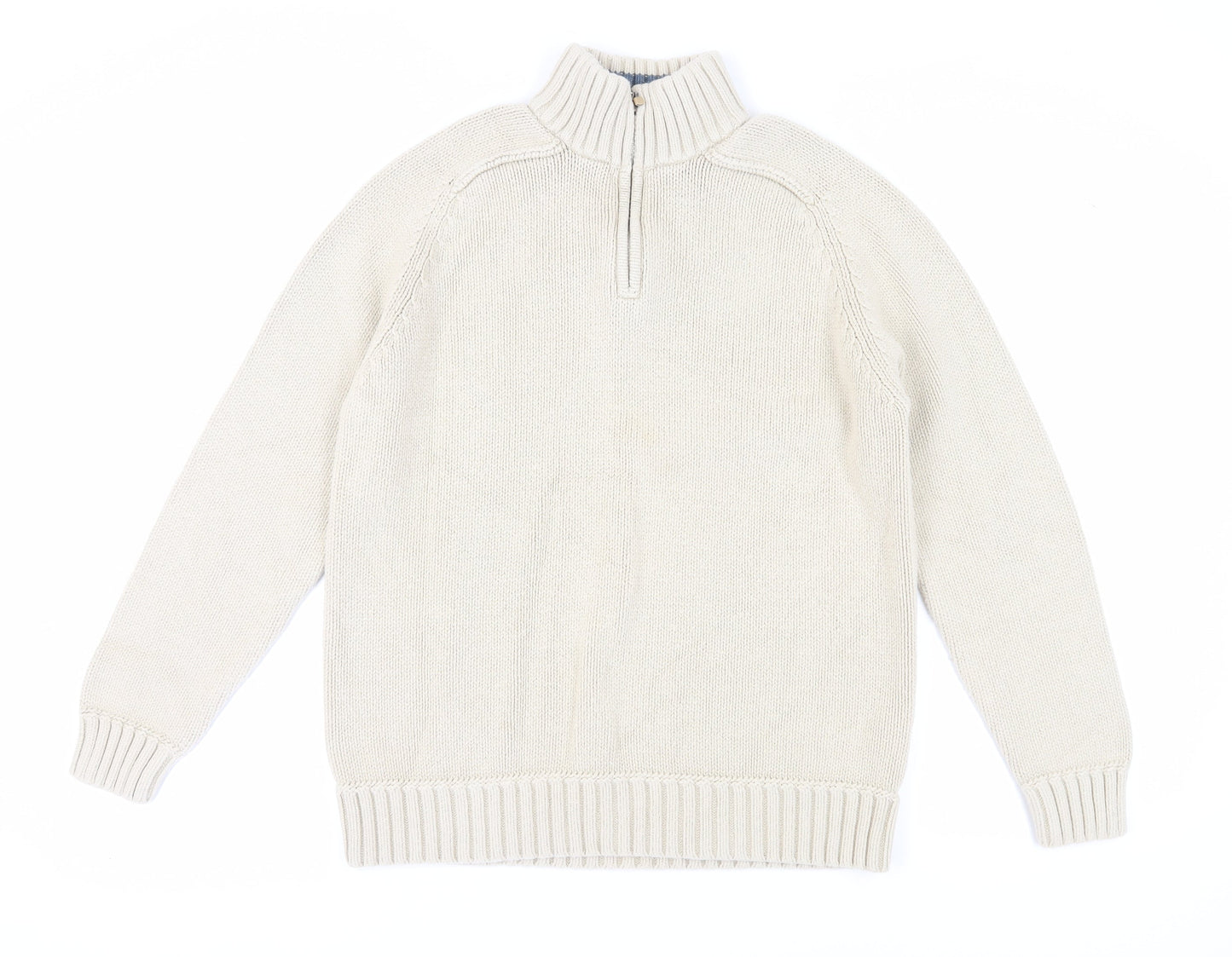 Marks and Spencer Men's Beige Mock Neck Jumper M