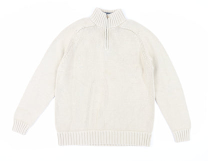 Marks and Spencer Men's Beige Mock Neck Jumper M