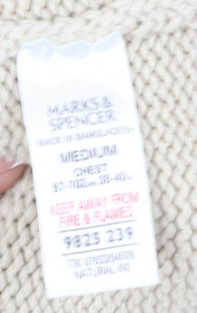 Marks and Spencer Men's Beige Mock Neck Jumper M