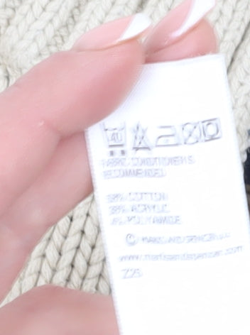 Marks and Spencer Men's Beige Mock Neck Jumper M