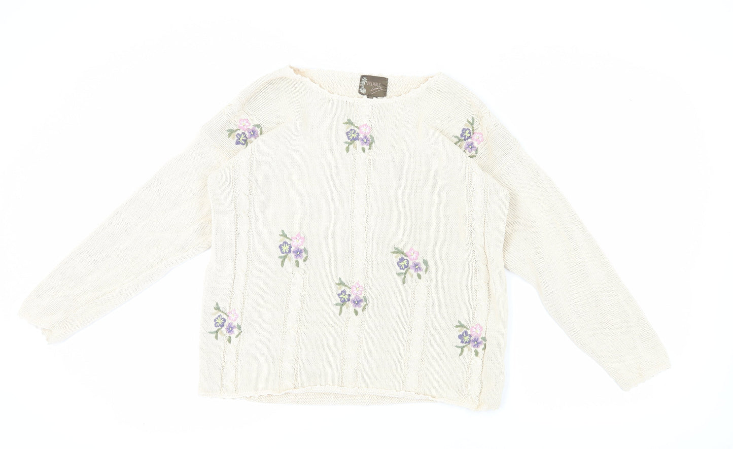 Bramble Lane Women's Ivory Floral Pullover Jumper One Size