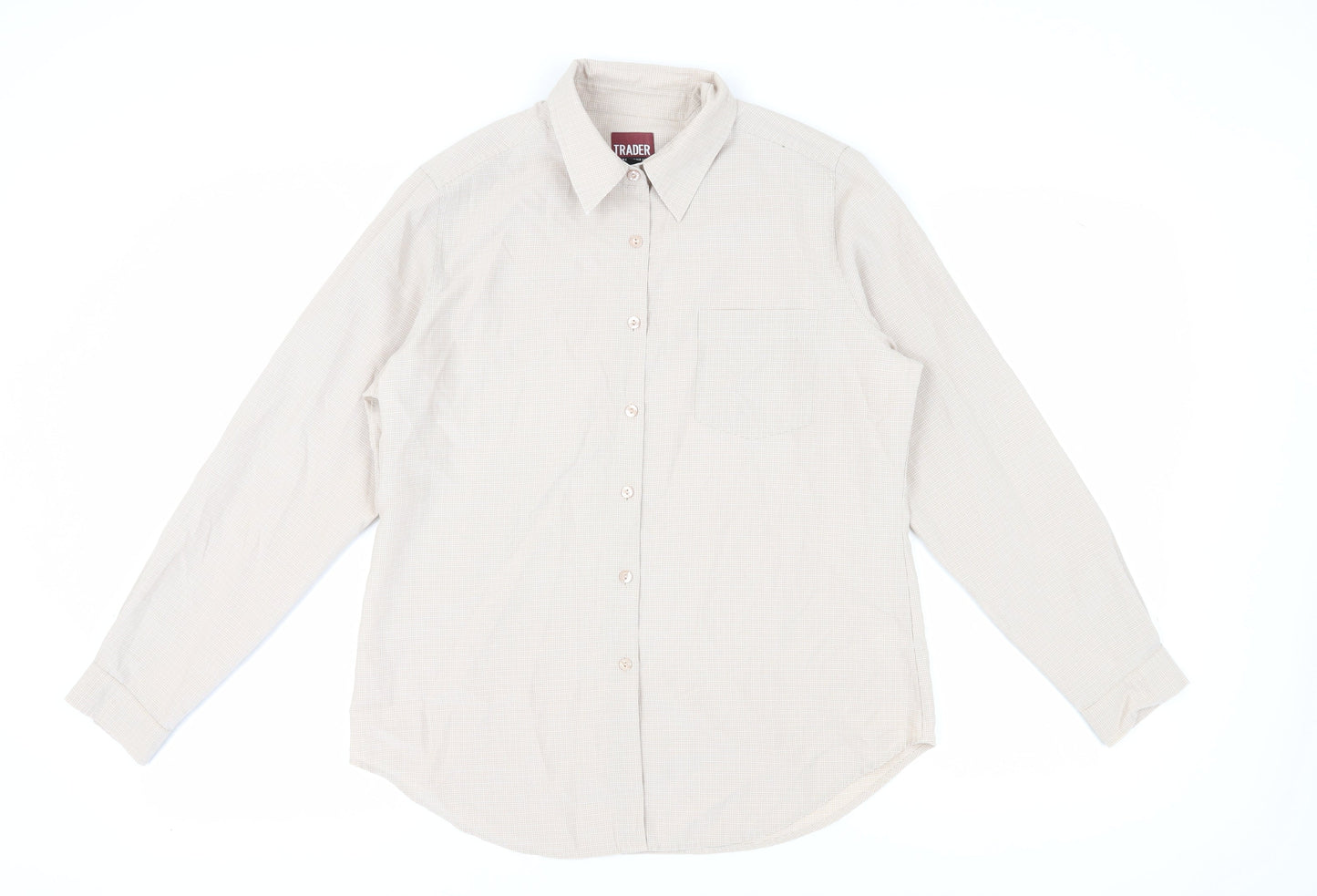 Trader Women's Beige Classic Button-Up Shirt Size 14