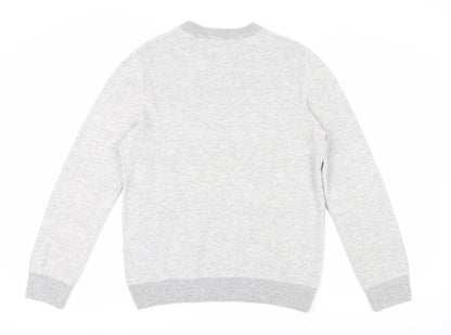 H&M Men's Grey Pullover Jumper, M, Crew Neck, Cotton Blend