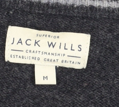 Jack Wills Men's Grey Wool Pullover M Jumper