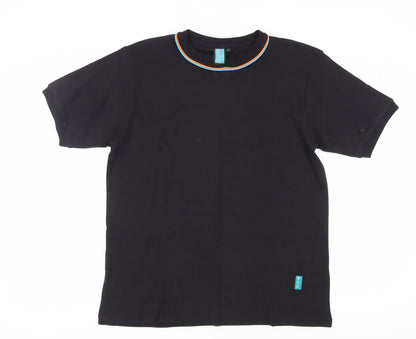 WKD Men's Black L T-Shirt Round Neck Cotton