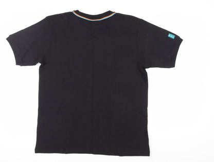 WKD Men's Black L T-Shirt Round Neck Cotton