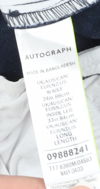 Marks and Spencer Men's Blue Chino Trousers, Size 34