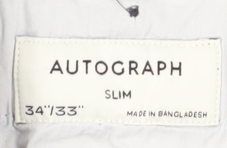 Marks and Spencer Men's Blue Chino Trousers, Size 34