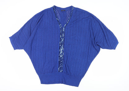 Womens UK Size M Planet Blue Basic Blouse