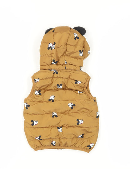 H&M Unisex Mickey Mouse Puffer Jacket - Brown, 12 Months