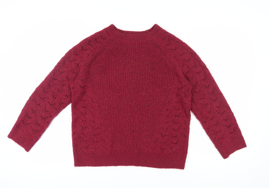 Damart Women's Red M Knit Pullover Crew Neck Jumper
