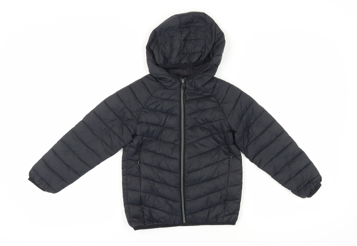 Marks and Spencer Boys Black Hooded Puffer Jacket 7-8Y