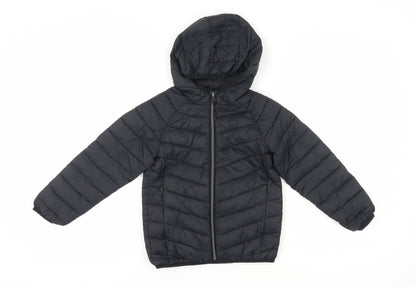 Marks and Spencer Boys Black Hooded Puffer Jacket 7-8Y