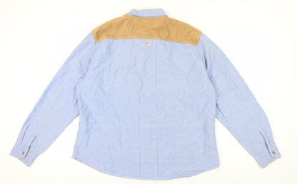 Jack South Men's 2XL Blue Beige Cotton Shirt