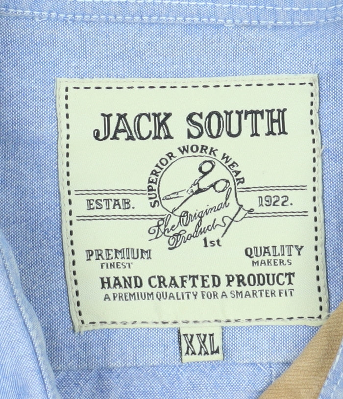 Jack South Men's 2XL Blue Beige Cotton Shirt